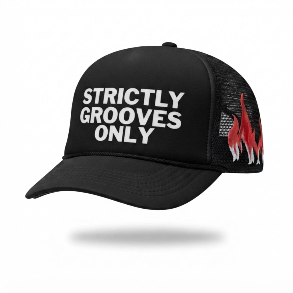 STRICTLY GROOVES ONLY FLAME TRUCKER HAT