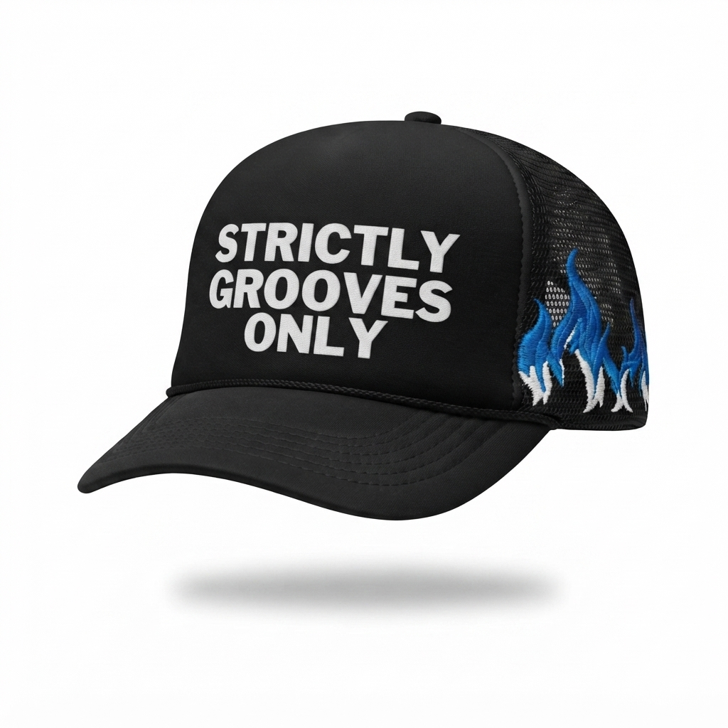 STRICTLY GROOVES ONLY FLAME TRUCKER HAT