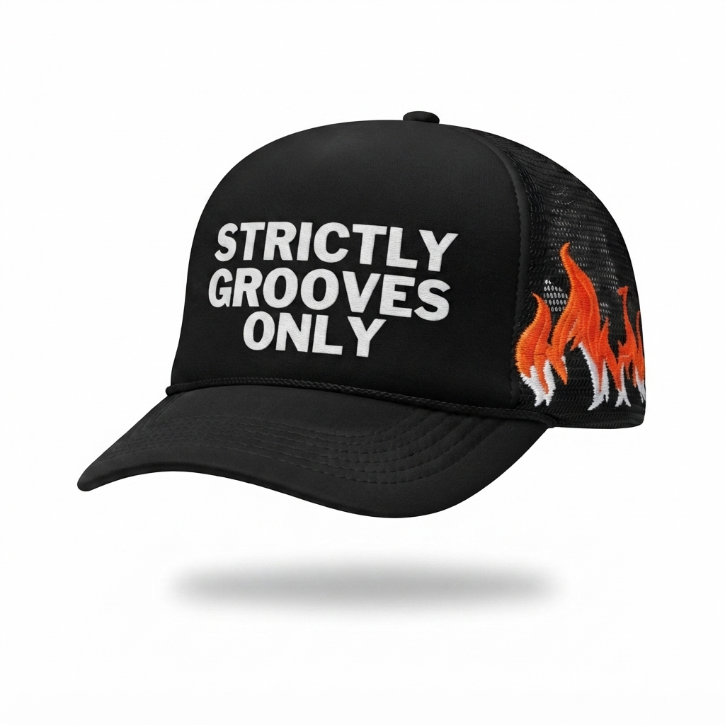 STRICTLY GROOVES ONLY FLAME TRUCKER HAT