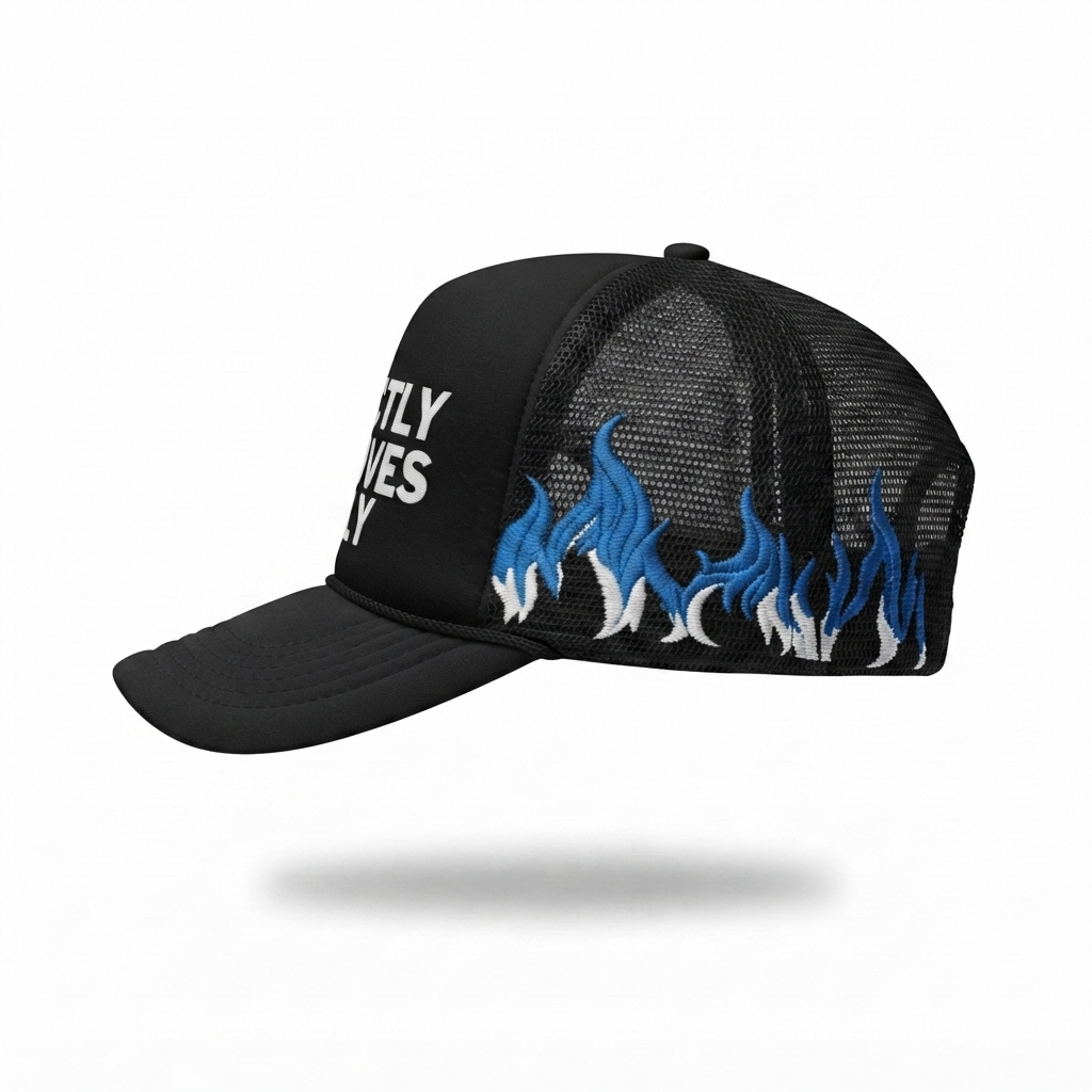 STRICTLY GROOVES ONLY FLAME TRUCKER HAT